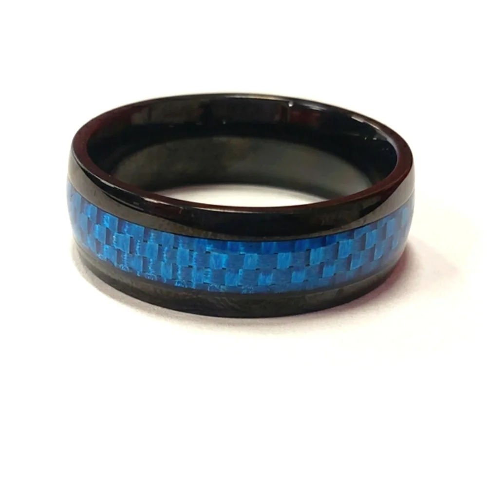 Mens Blue Tungsten Ring Size 12